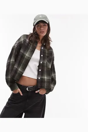 Topshop Boxy cropped shirt in brushed check