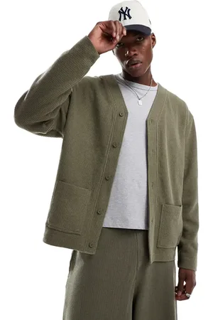 ASOS Oversized jersey cardigan in khaki