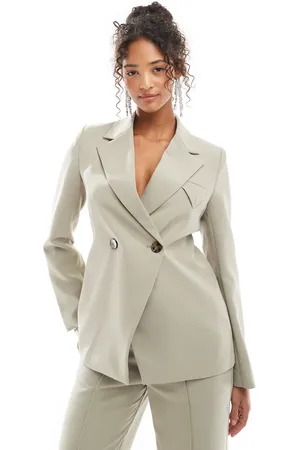 4th & Reckless Structured button side blazer co-ord in olive
