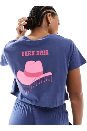 Brave Soul Pyjama set in navy with cowgirl print