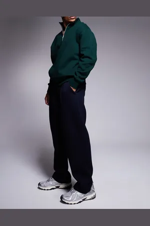 ASOS Super baggy smart joggers with pleat detail in navy