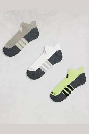adidas Adidas Running comfort low socks in beige lime white 3 pack