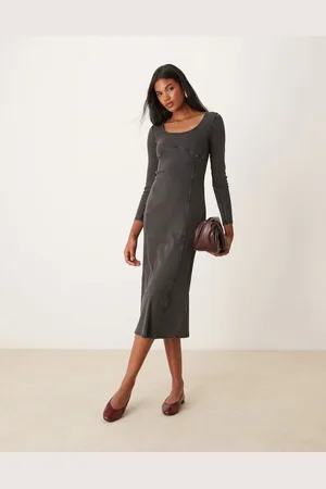 Miss Selfridge Long sleeve midi dress in