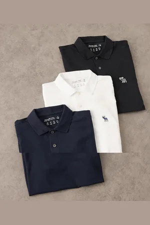 Abercrombie & Fitch 3 pack polos in white, blue and black