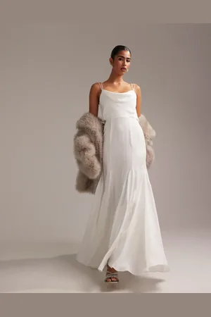 ASOS Cowl neck satin cami maxi wedding dress with godets in