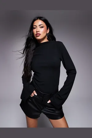 ASOS Ribbed bodysuit with flared sleeves in