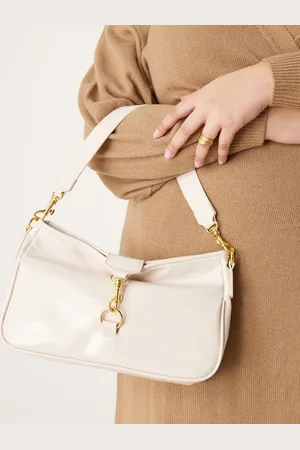 Glamorous Slouch shoulder bag with gold clasp in cream