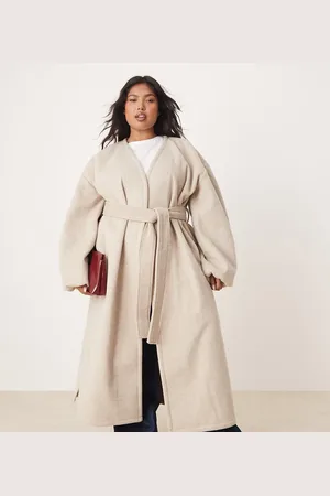 ASOS ASOS DESIGN Curve lightweight longline formal coat in oatmeal