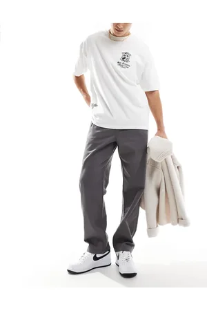 ASOS Straight leg pull on chino in charcoal