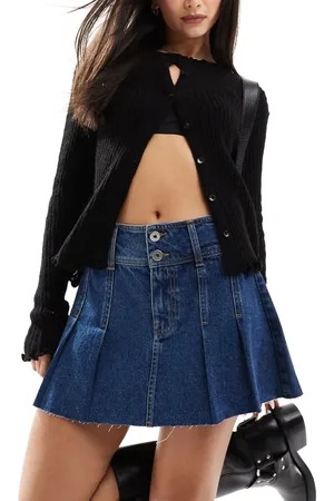 Brave Soul Denim mini skirt with pleat detail