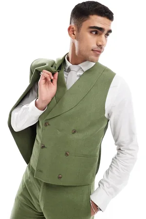 ASOS Slim suit waistcoat in dark herringbone