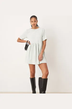 ASOS ASOS DESIGN tall cord smock tee mini dress with waist seam detail in mint