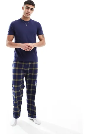 New Look Woven check pyjama and t-shirt set in