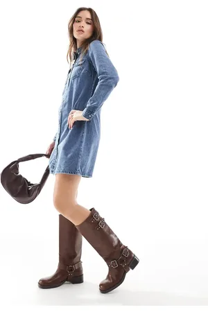 VERO MODA Long sleeve denim shirt dress in medium