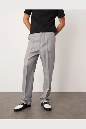 ASOS Smart high waist straight leg trousers in light herringbone