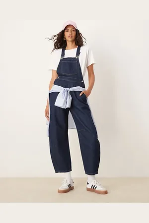 ASOS Barrel leg denim dungaree in indigo