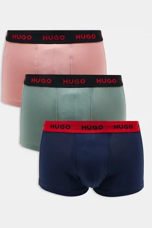 HUGO BOSS HUGO Bodywear 3-pack trunks in pink, and green with contrast waistbands