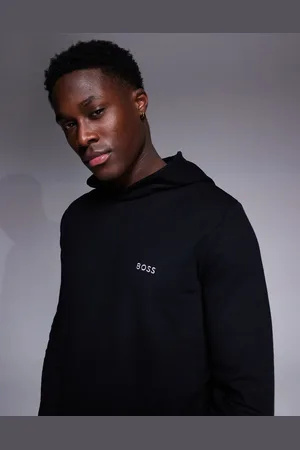 HUGO BOSS Waffle logo long sleeve hooded t-shirt regular fit in co-ord