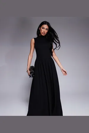 Kaiia Exclusive sleeveless high neck gathered skirt maxi dress in