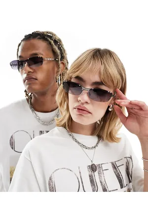 Reclaimed Unisex limited edition pierced rimless sunglasses in gunmetal