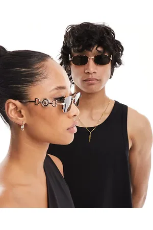 Reclaimed Unisex 90s rectangle wire sunglasses in tort