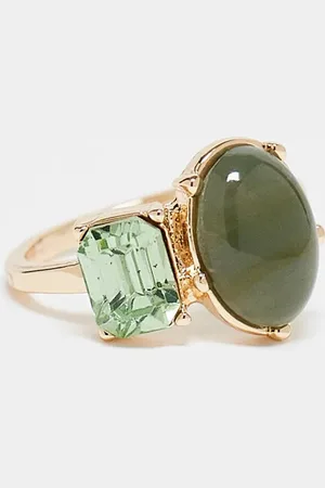 Reclaimed Unisex ring with faux green stones in