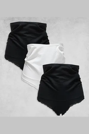 Lindex MOM Maternity 3 pack lace trim brazilian brief in black/white