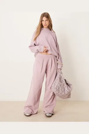 ASOS Extreme wide leg jogger in washed mauve