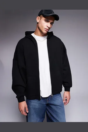 ASOS Premium heavyweight oversized zip through hoodie 400gsm with fixed hem in