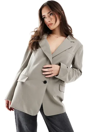 Pull&Bear Oversized double button blazer co-ord in sand