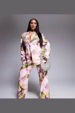 ASOS Curve co-ord tailored suit trousers in floral print