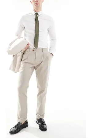ASOS Smart slim fit cotton chino trousers in stone