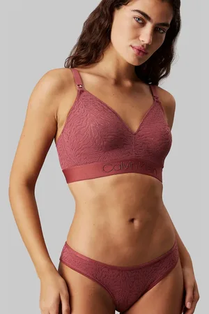 Calvin Klein Maternity Intrinsic nursing unlined plunge triangle patterned bralette in terracotta