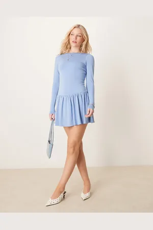 Abercrombie & Fitch Scoop back peplum drop waist skort dress in blue