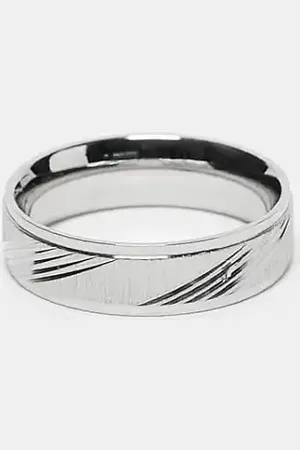 ASOS Waterproof stainless steel band ring with horizontal embossed design in tone