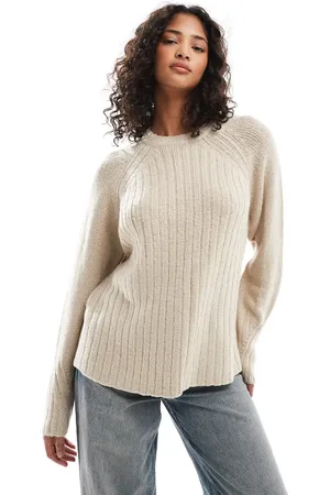 Threadbare Loose fit ribbed jumper in beige