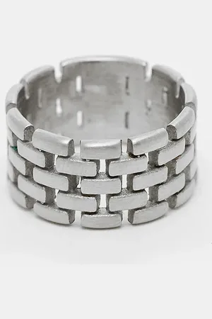 ASOS Waterproof stainless steel chain ring in brushed tone