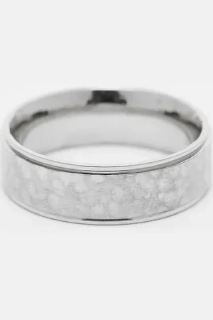 ASOS Waterproof stainless steel band ring with texture in tone