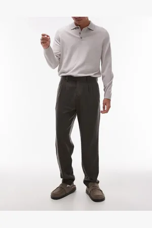MANGO Wool mix tailored trouser in khaki