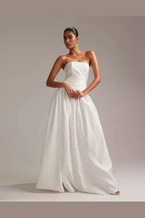 ASOS Structured dropped waist satin maxi wedding dress in