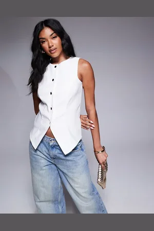 In The Style X Natalya Wright exclusive tailored waistcoat top in cream
