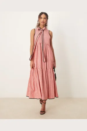 Sister Jane Contrast stripe midi bow dress in