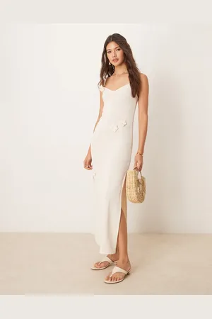 New Look Crochet flower maxi beach dress in cream
