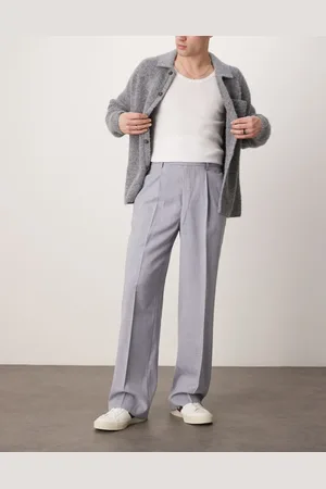 ASOS Smart wide leg trousers with front pleat in dusty crosshatch