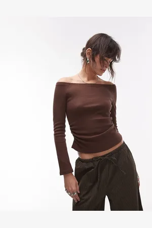Topshop Ruched front long sleeve top in