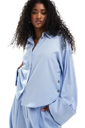 Object Deep cuff wide sleeve boxy shirt co-ord in light