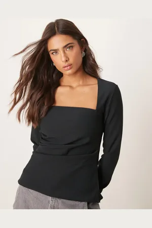 Abercrombie & Fitch Square neck long sleeve top in
