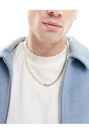 ASOS Faux pearl necklace with chain in tone