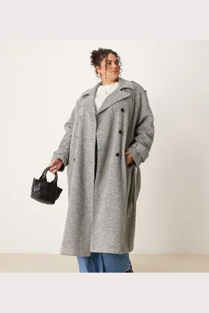 ASOS ASOS DESIGN Curve formal trench coat in salt and pepper