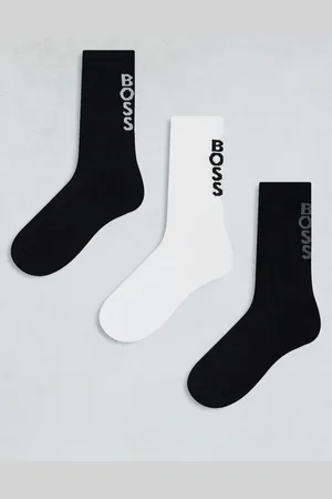 HUGO BOSS Rib 3 pack logo bambo mix socks in black/white/navy
